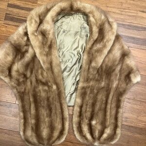 Vintage Mink Capelet Shawl Stole Ivory Small/Medium Autumn Haze EMBA FIRM